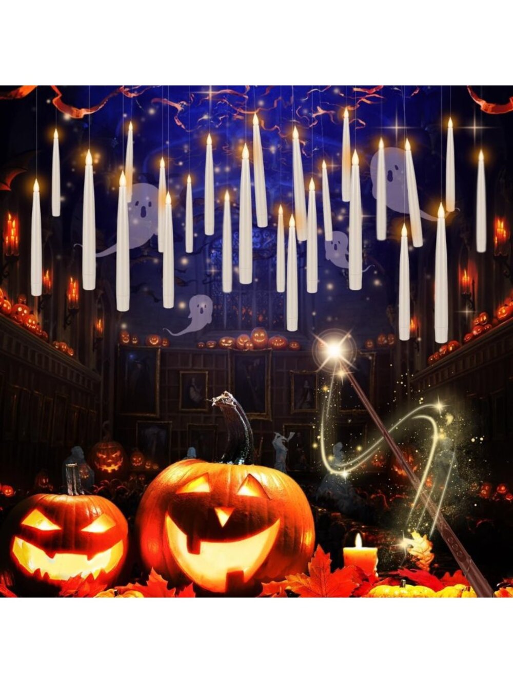 36 Pcs LED Floating Candles Set - Flameless Taper Lights for Halloween, Parties